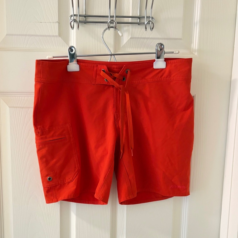 Patagonia Women's Orange Board Shorts Size 4 Lace Up Cargo Pocket